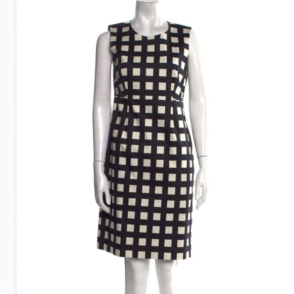 Kate Spade Black and Cream Grid printed cotton blend Trendy Style Midi Dress 14 - Picture 1 of 5